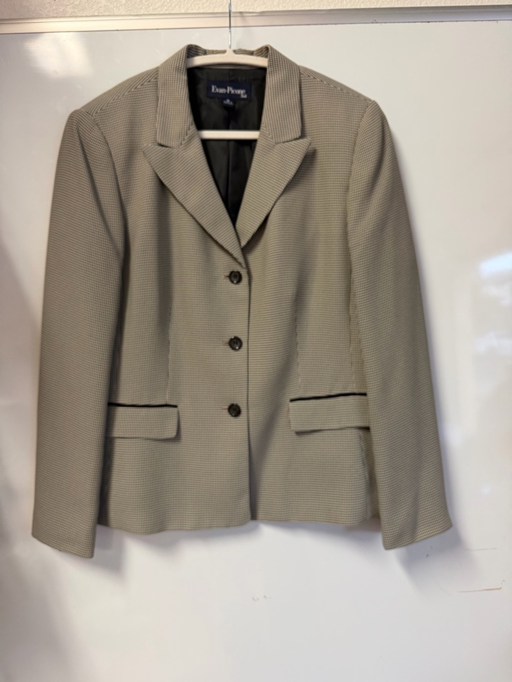 Evan- Picone Beige Taupe Houndstooth Blazer Sz 16